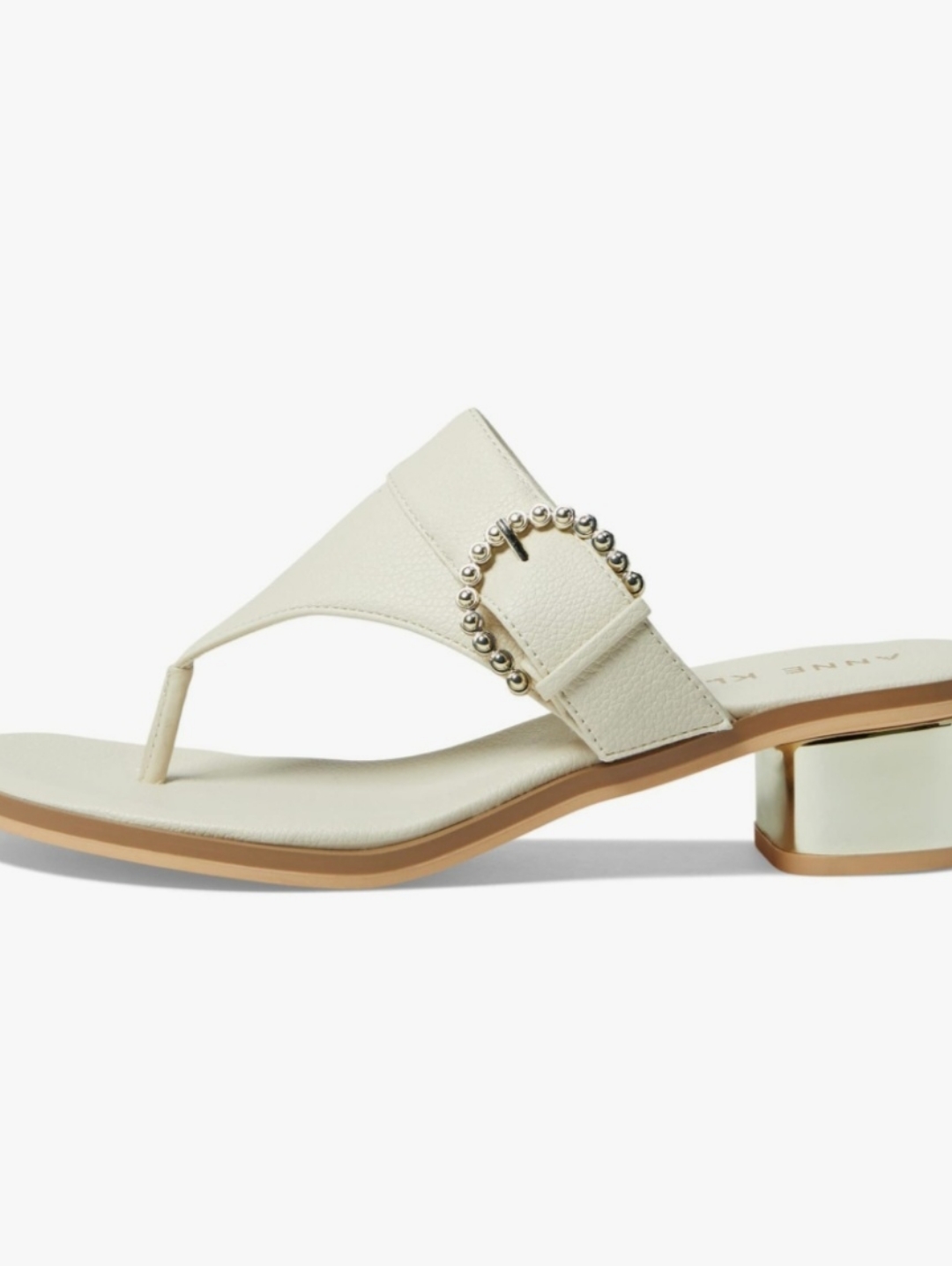 Anne Klein Ivory Thong Iflex Thessy Heel Sandal Women's Size 6.5 Nwt Bridal